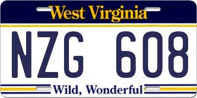 WV license plate NZG608