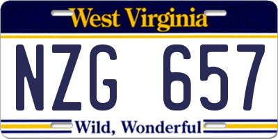 WV license plate NZG657