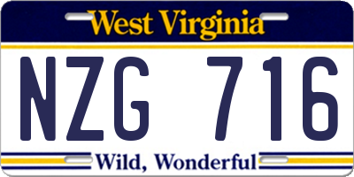 WV license plate NZG716