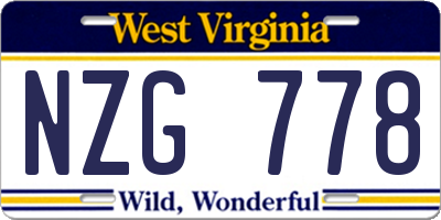 WV license plate NZG778