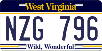WV license plate NZG796