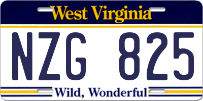 WV license plate NZG825