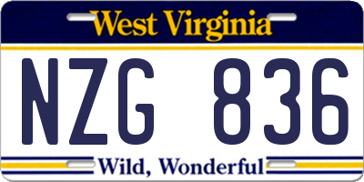 WV license plate NZG836