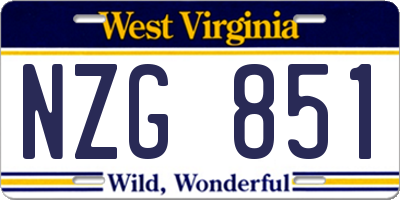 WV license plate NZG851