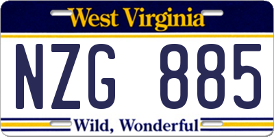 WV license plate NZG885