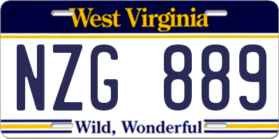 WV license plate NZG889