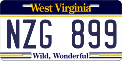 WV license plate NZG899
