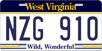 WV license plate NZG910