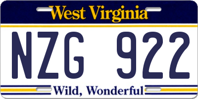 WV license plate NZG922