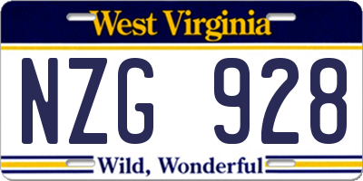 WV license plate NZG928