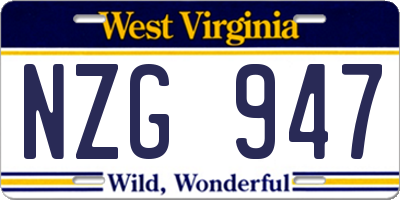 WV license plate NZG947