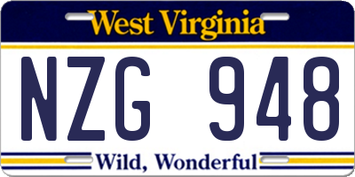 WV license plate NZG948