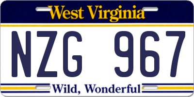 WV license plate NZG967