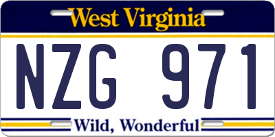 WV license plate NZG971