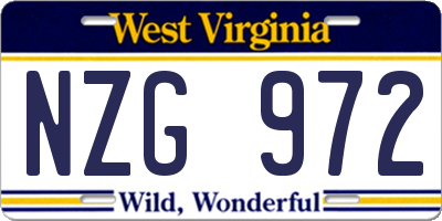 WV license plate NZG972