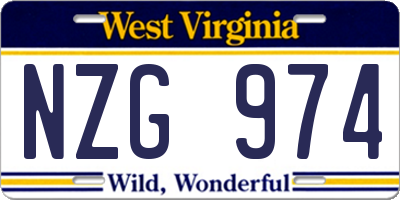 WV license plate NZG974