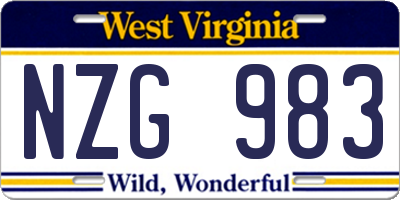WV license plate NZG983