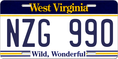 WV license plate NZG990