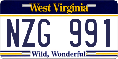 WV license plate NZG991