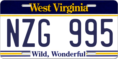 WV license plate NZG995