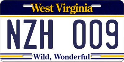 WV license plate NZH009