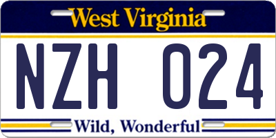 WV license plate NZH024