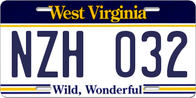 WV license plate NZH032