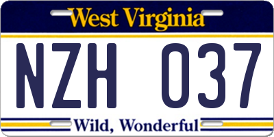 WV license plate NZH037
