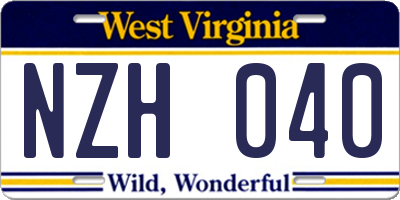 WV license plate NZH040