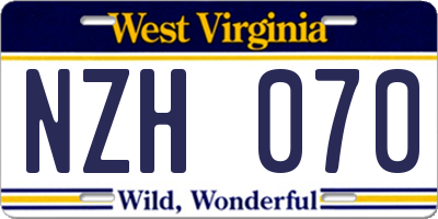 WV license plate NZH070