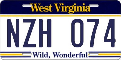 WV license plate NZH074