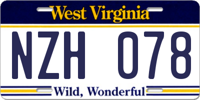 WV license plate NZH078