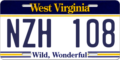 WV license plate NZH108