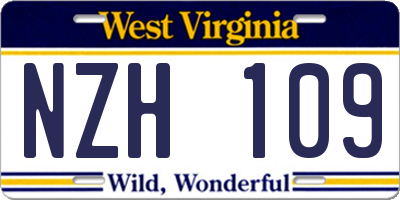 WV license plate NZH109