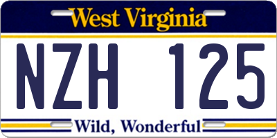 WV license plate NZH125