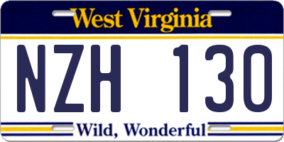 WV license plate NZH130