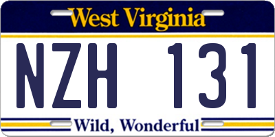 WV license plate NZH131