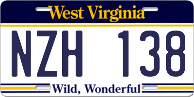 WV license plate NZH138