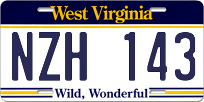 WV license plate NZH143