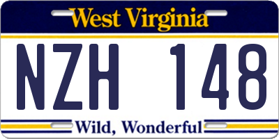 WV license plate NZH148