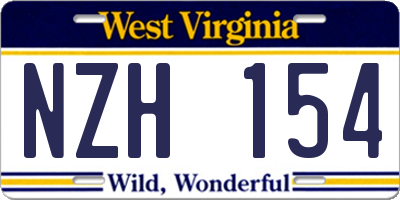 WV license plate NZH154
