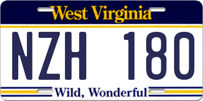 WV license plate NZH180