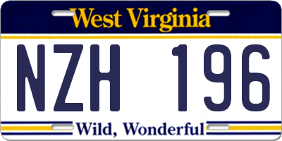 WV license plate NZH196