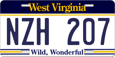 WV license plate NZH207