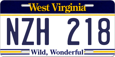 WV license plate NZH218
