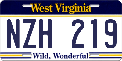 WV license plate NZH219