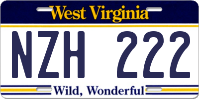 WV license plate NZH222