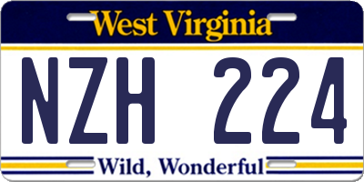 WV license plate NZH224