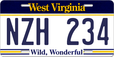 WV license plate NZH234