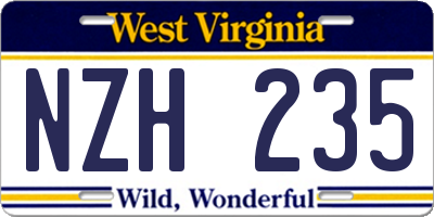 WV license plate NZH235